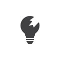 Broken lightbulb vector icon