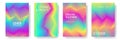 Broken lines gradient report cover templates vector set. Halftone texture cover page layouts.