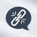 Broken Link Communication Icon in Speech Bubble Royalty Free Stock Photo