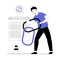 Broken link. Concept of temporary communication problems and online compound. Link to empty non existent page. Vector
