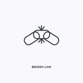 Broken link outline icon. Simple linear element illustration. Isolated line Broken link icon on white background. Thin stroke sign