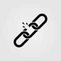 A broken link or broken seo backlink vector icon