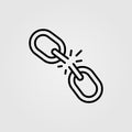 A broken link or broken seo backlink vector icon