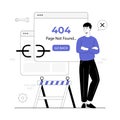 Broken link. Wrong site address and technical problems. 404 error page not found. People holding a broken chain. Vector