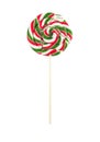 Broken lollipop with green and red stripes
