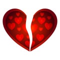 Torn heart of love. Bottom Gradient Big Red Heart Round Valentine`s day Vector