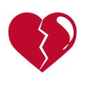 Broken love heart divorce feeling flat style icon Royalty Free Stock Photo