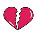 Broken love heart pop art comic style, flat icon