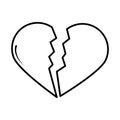 Broken love heart pop art comic style, line icon Royalty Free Stock Photo
