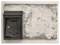 broken mailbox in black and white Royalty Free Stock Photo