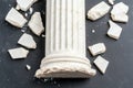 broken marble column on black background Royalty Free Stock Photo