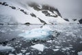 Broken melting pieces of ice at Antarctic peninsula, stunning icy scenery landscape in Antarctica