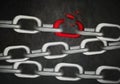 Broken metal chain on background. Freedom concept Royalty Free Stock Photo