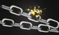 Broken metal chain on background. Freedom concept Royalty Free Stock Photo