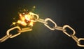 Broken metal chain on background. Freedom concept Royalty Free Stock Photo