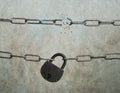 Broken metal chain on background. Freedom concept Royalty Free Stock Photo