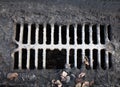 Broken drain grate with mud Royalty Free Stock Photo