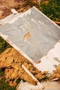 Broken mirror at illegal dumping site Royalty Free Stock Photo