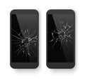 Broken mobile phone. Cracked smartphone screen. Smashed damaged cell phone. Repair vector concept Royalty Free Stock Photo