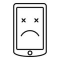 Broken mobile phone icon, outline style Royalty Free Stock Photo