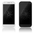 Broken mobile phone. Smart-phone screen with scratches. Cracked touch screen. Repair smartphone. Vector Royalty Free Stock Photo