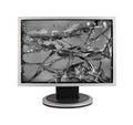 Broken monitor of computer isolated on white background Royalty Free Stock Photo