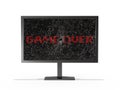 Broken monitor with game over screen 3d rendering