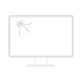 Broken monitor in outline style on a white background. Vector illustration Royalty Free Stock Photo