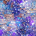 Broken mosaic - abstract blue background. Decorative pattern banner