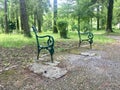 Broken metal branch seat outdoors without seating no place