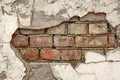 Broken Old Bricklaying From Red White Bricks And Damaged Plaster Royalty Free Stock Photo