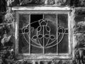 Broken old decorative lead glass window