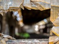 Broken old window glass in warehouse. Royalty Free Stock Photo