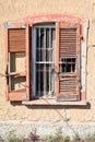 Broken old window shutters glass ancient particular view panorama landscape