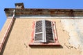 Broken old window shutters glass ancient particular view panorama landscape