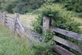 Broken and overgrown split rail fence along the Blue Ridge Parkway Royalty Free Stock Photo