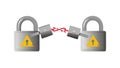 Broken Padlock Chain Digital Security Breach Icon, vector design Generative AI Royalty Free Stock Photo