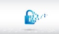 Broken padlock icon and internet technology antivirus secure. Cyber security internet and networking concept. Virus attack concept