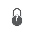 Broken padlock vector icon symbol isolated on white background Royalty Free Stock Photo