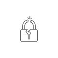 Broken padlock vector icon symbol isolated on white background Royalty Free Stock Photo