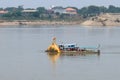 Broken pagoda in the middle of the Mekong River, Thai temple, Nong Khai, Thailand