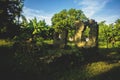 The broken part of an old house in the garden