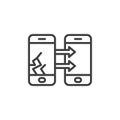 Broken phone data backup line icon