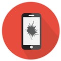 Broken phone screen icon. Phone with a broken screen icon. Flat style. Vector illustration