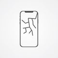 Broken phone screen vector icon sign symbol Royalty Free Stock Photo