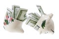 Broken Piggy Bank with Dollar Notes Royalty Free Stock Photo