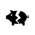 Broken piggy bank silhouette icon