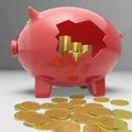 Broken Piggybank Showing Financial Savings