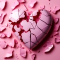 broken pink heart background On a pink background.