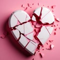 broken pink heart background On a pink background.